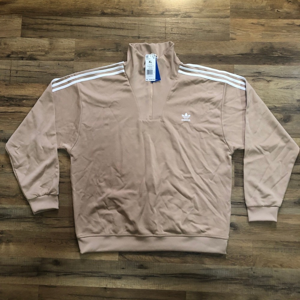 Adidas Originals Mens Funnelneck Track Top 1/4 Zip Beige Size XL IX5215